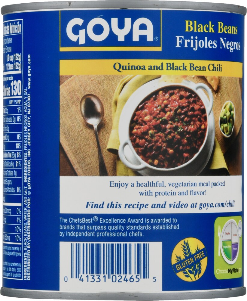 Goya Black Beans 29 oz can, back label
