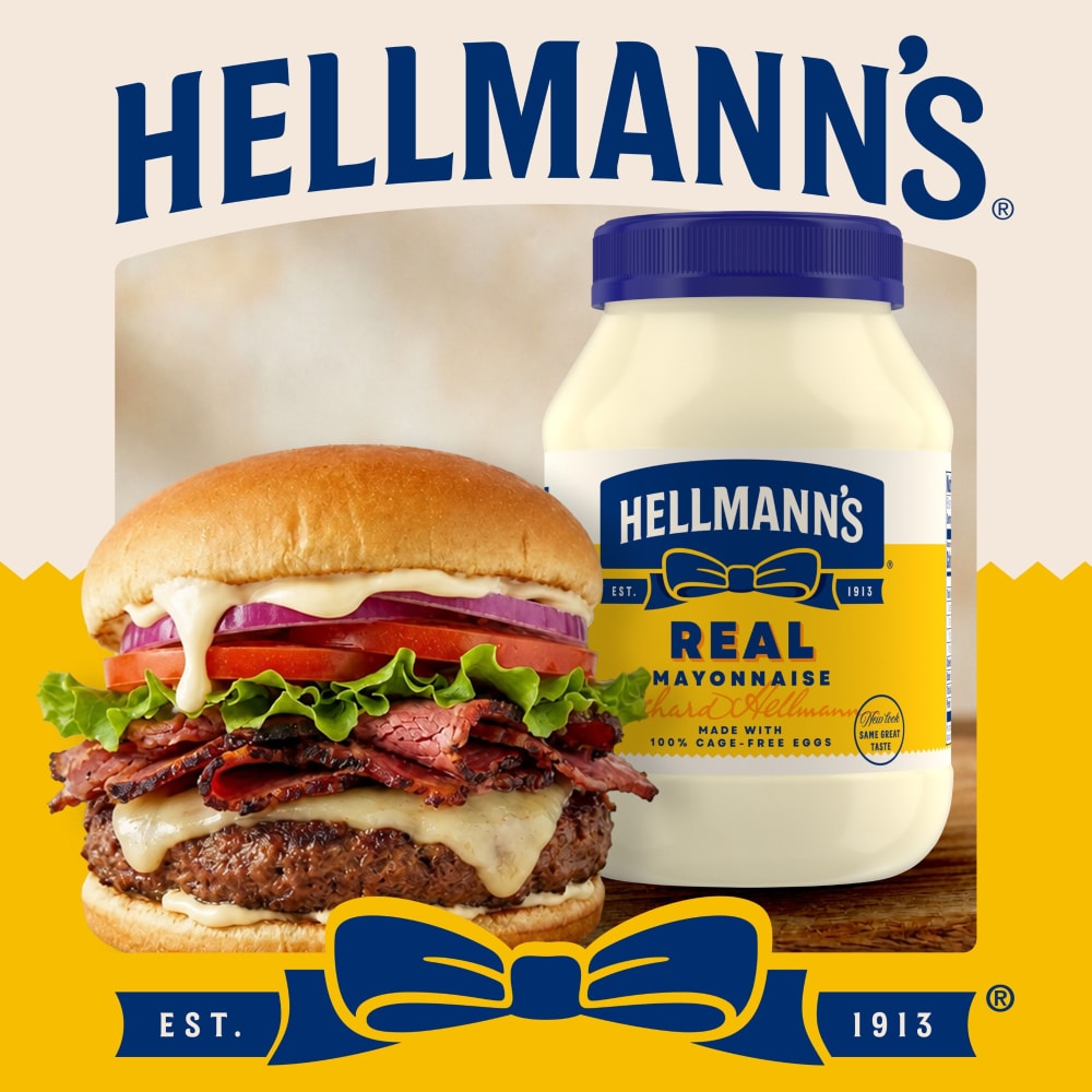 Hellmann's Real Mayonnaise on a burger, serving idea