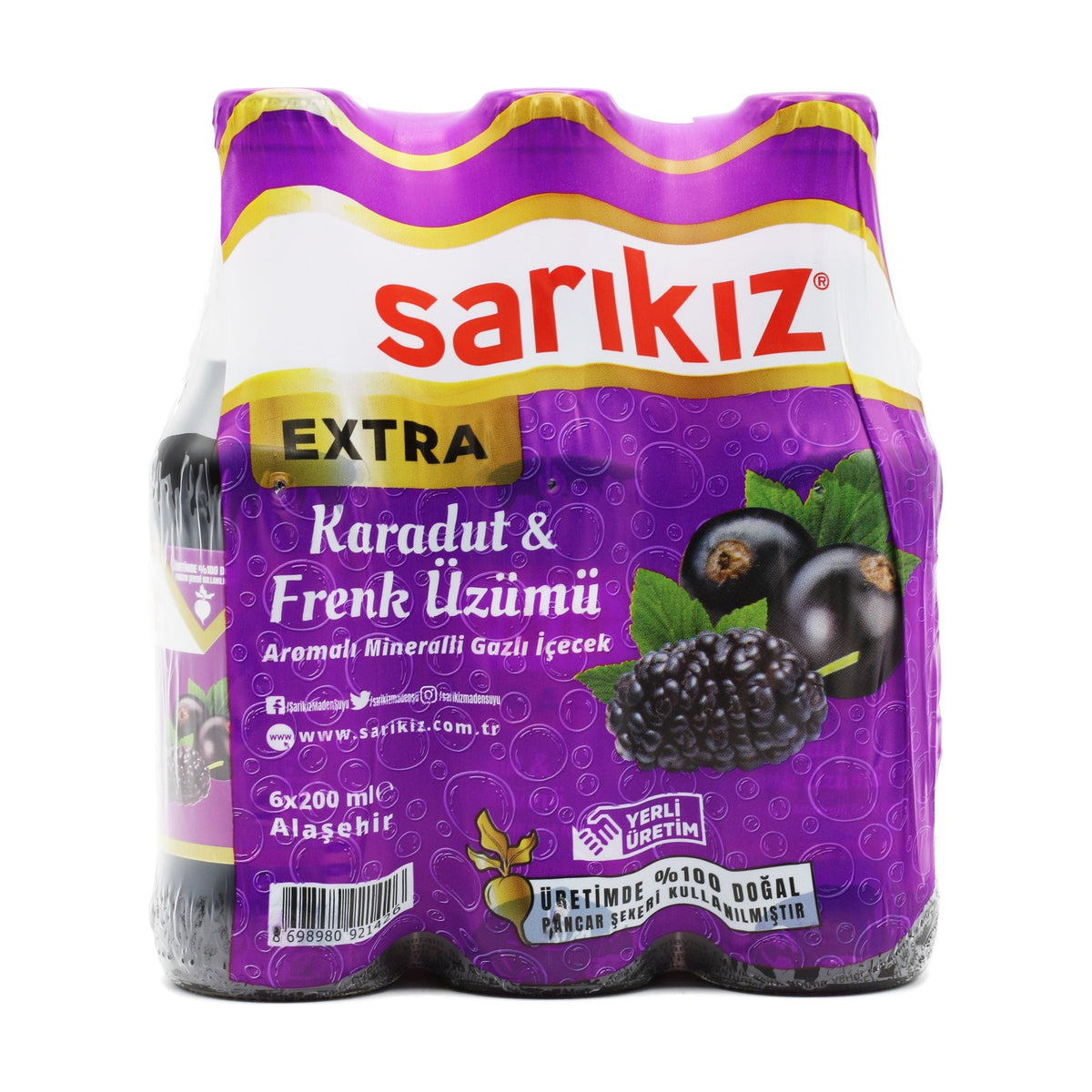 Sarıkız Mineral Water Black Mulberry & Currant 6 x 200 ml