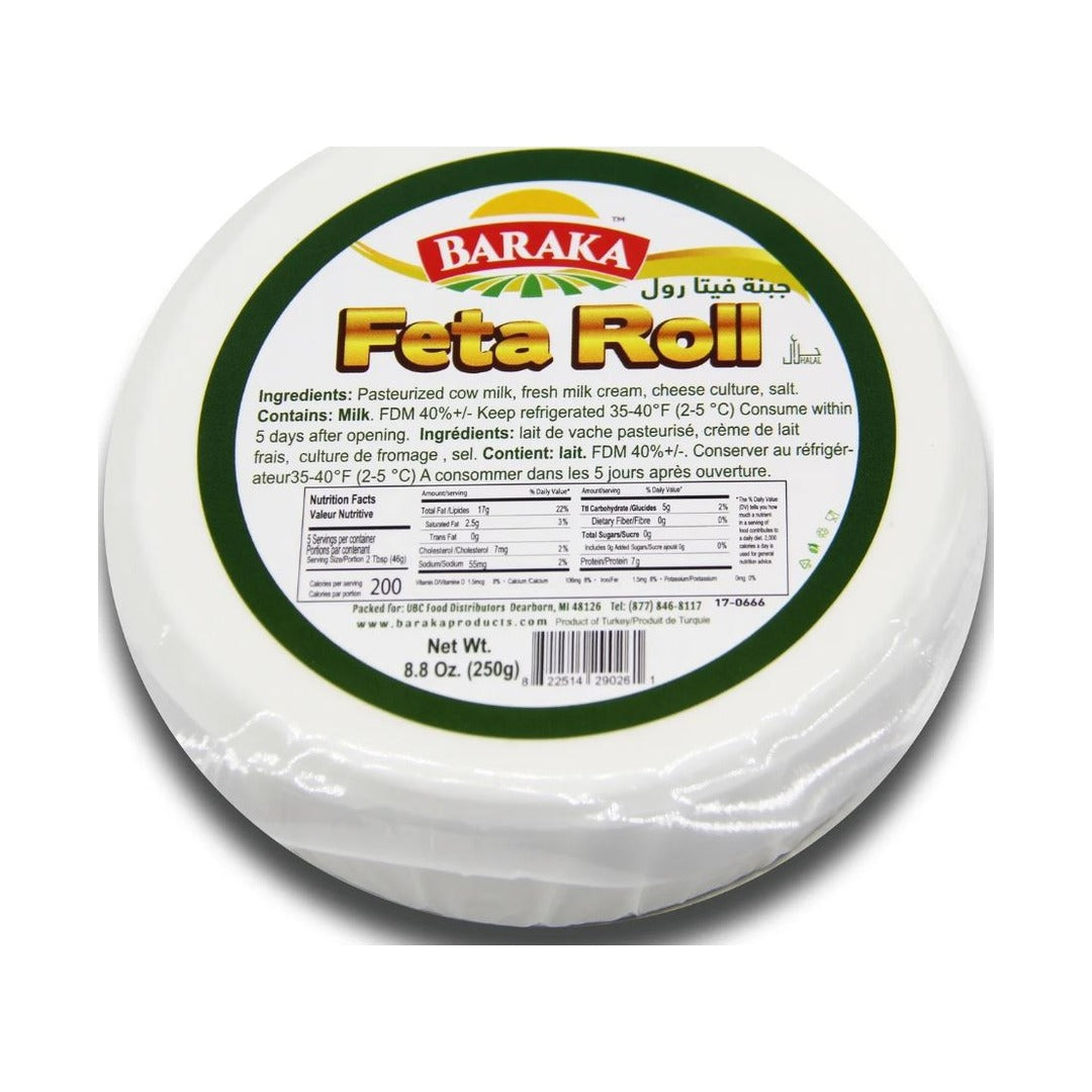 Baraka Feta Cheese Roll Plain 250 g - front of pack