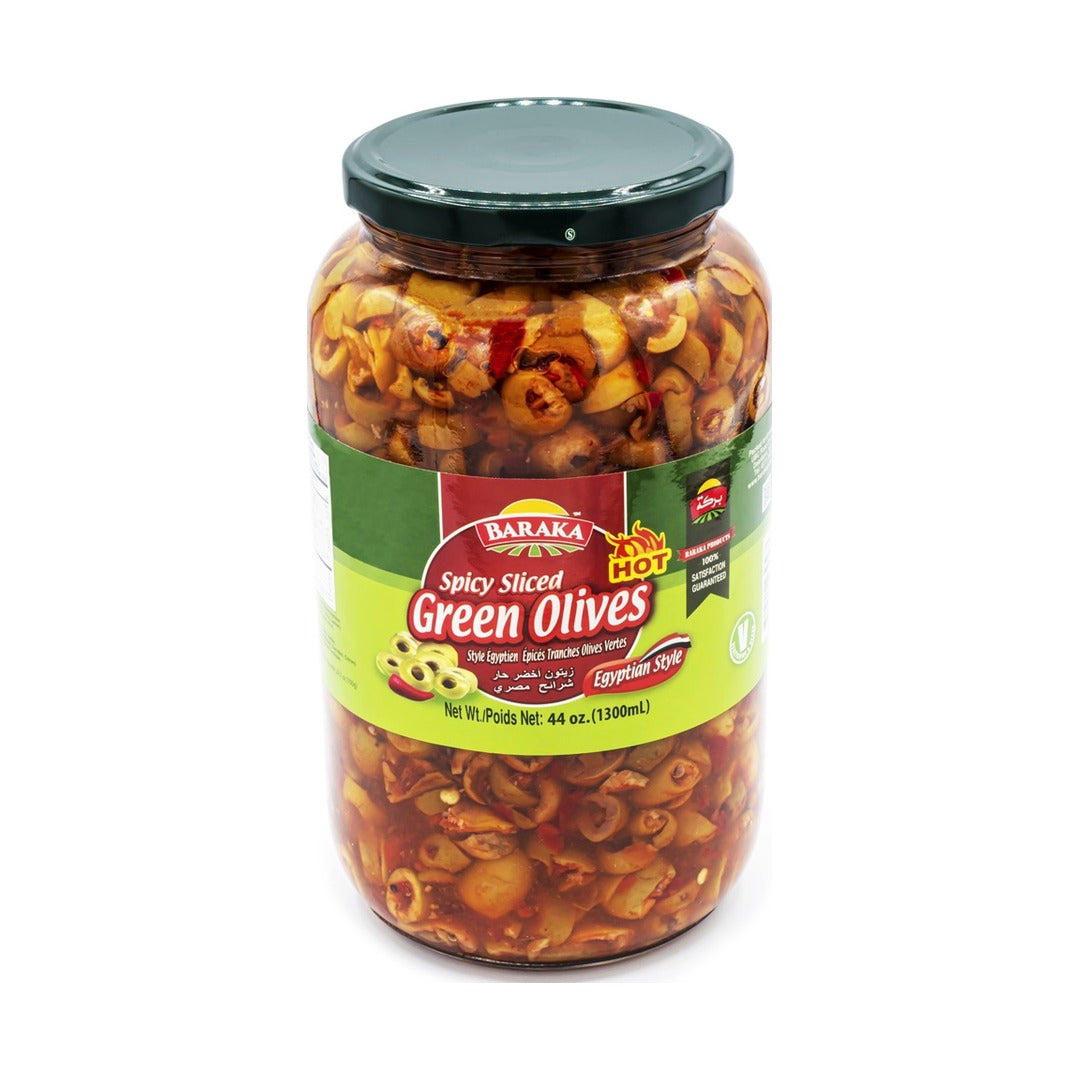 Baraka Olives Spicy Sliced Green 1.3 kg - front of pack