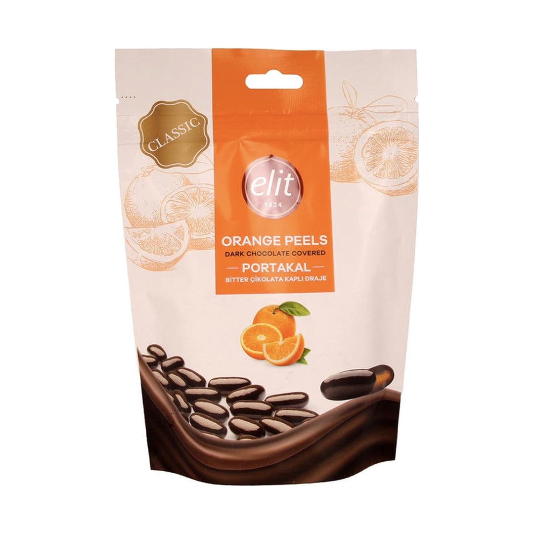 Elit Dark Chocolate Covered Orange Dragees 125 g - front of pack