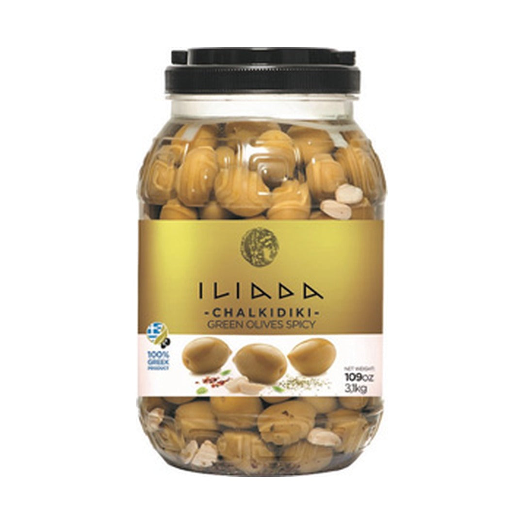 Iliada Spicy Green Olives 3.1 kg - front of pack