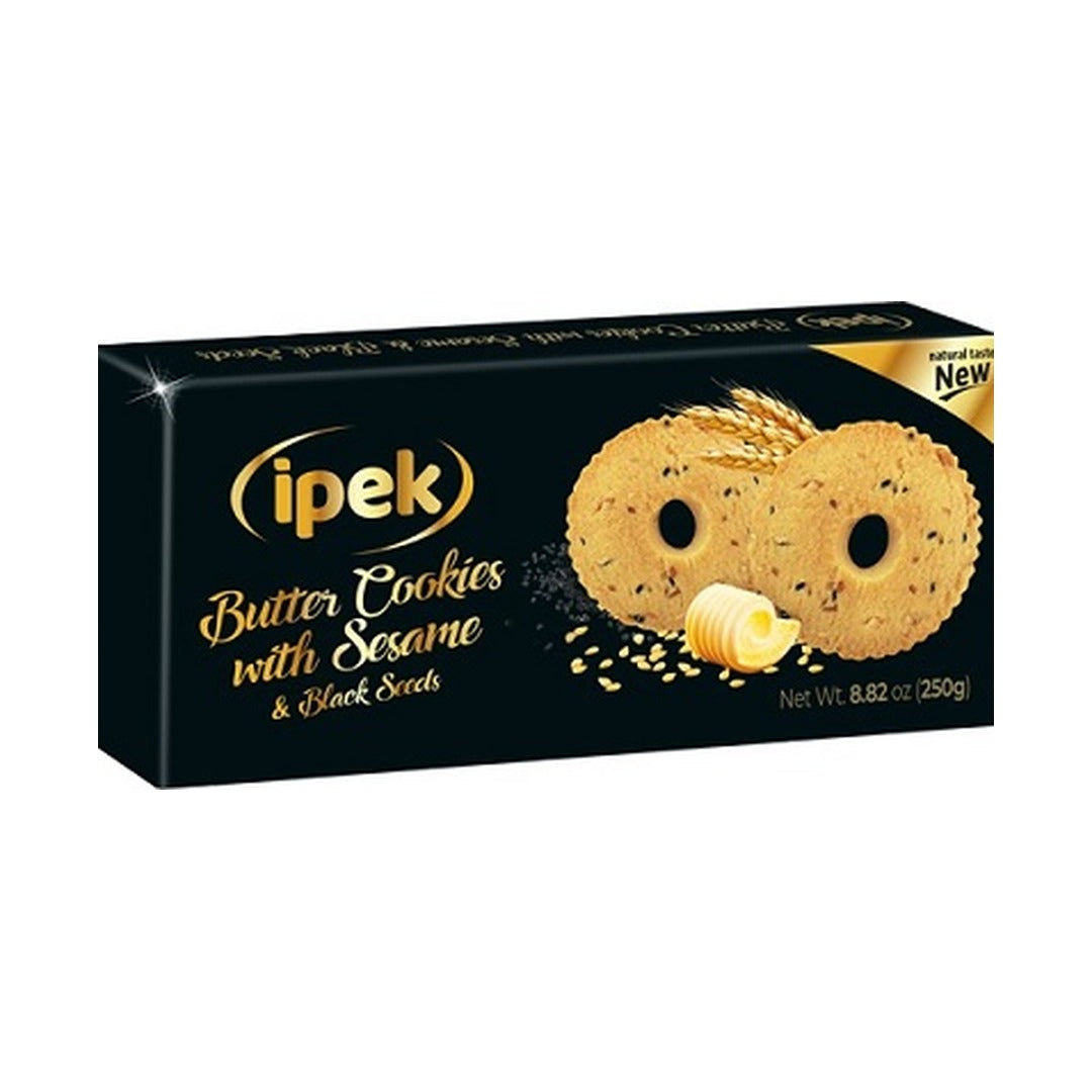Ipek Premium Butter Cookie Sesame & Blkseeds 250 g - front of pack