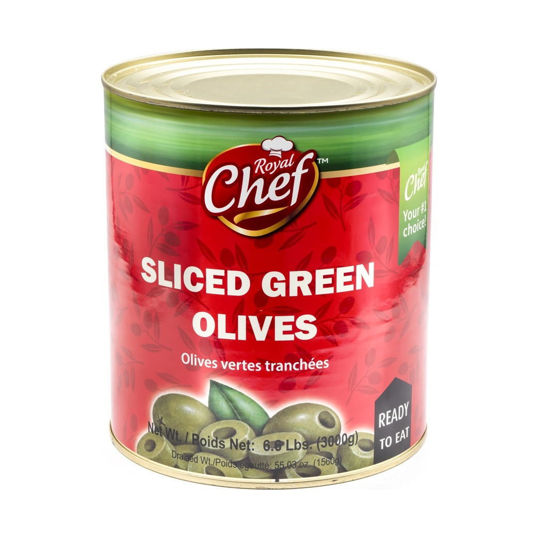 Royal Chef Sliced Green Olives 3 kg - front of pack