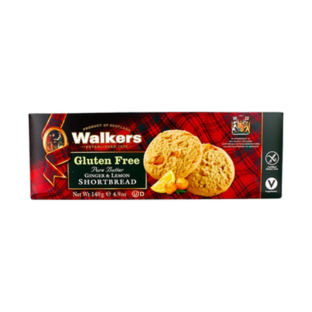 Walkers Gluten Free Ginger & Lemon Shortbread 140 g - front of pack
