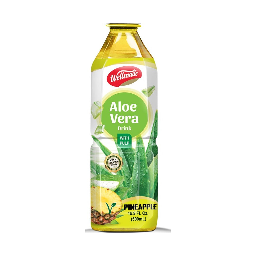 Wellmade Pineapple Aloe Vera 500 ml - front of pack