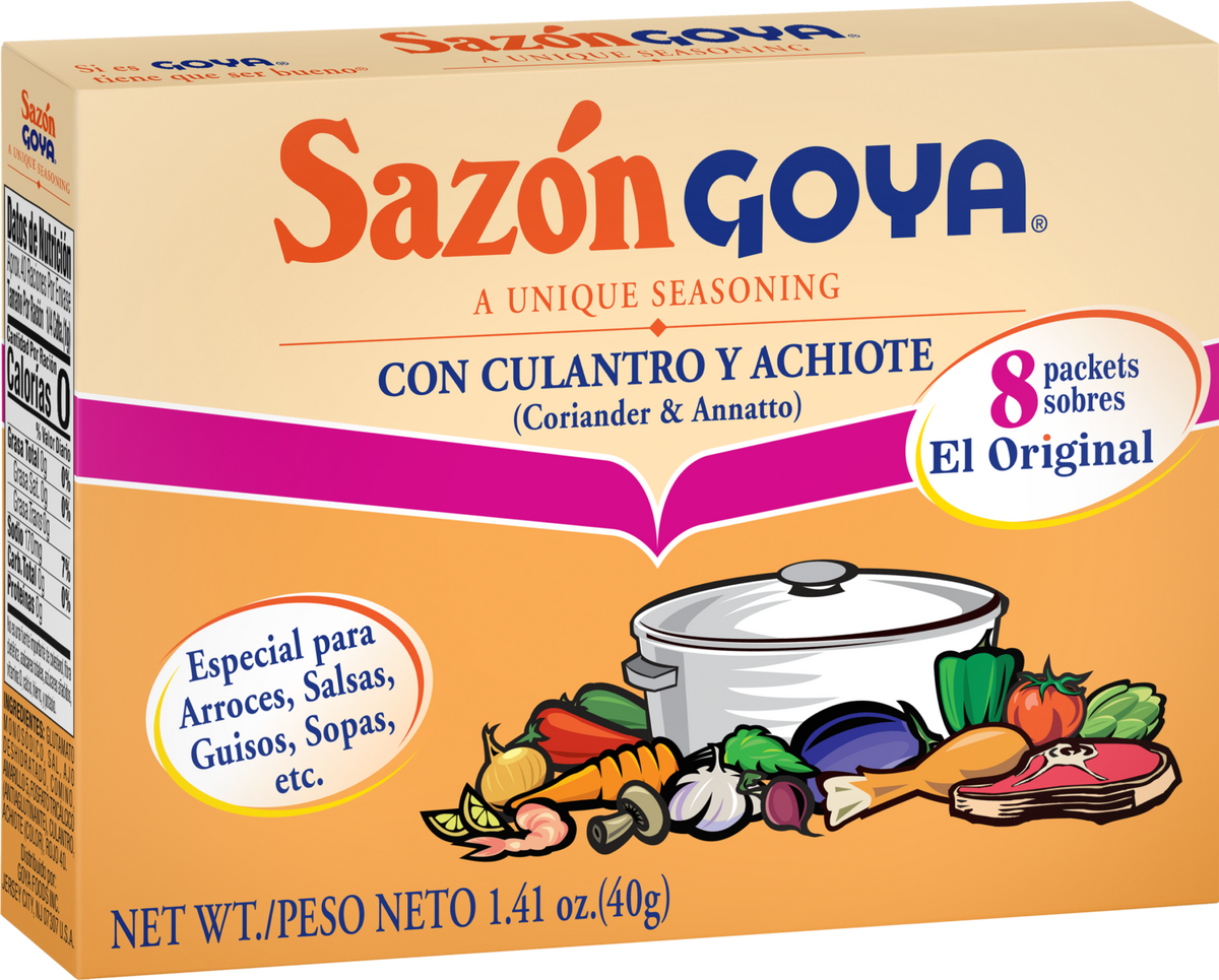 Sazon Goya Seasoning, Coriander & Annatto - 1.41 oz - front of pack