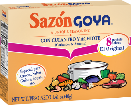 Sazon Goya Seasoning, Coriander & Annatto - 1.41 oz - front of pack