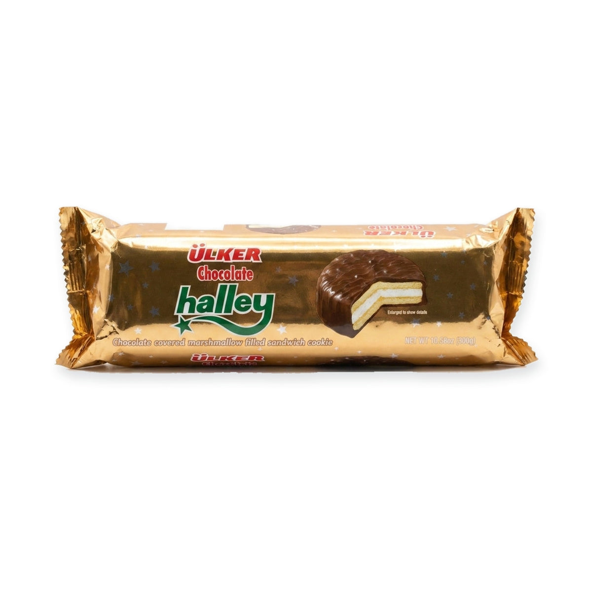 Ülker Halley chocolate coated marshmallow biscuit - front of pack