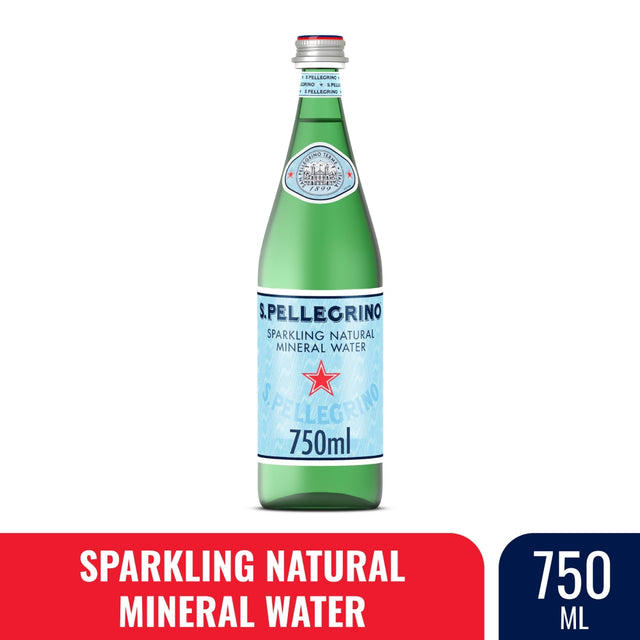 S.Pellegrino Sparkling Natural Mineral Water 25.3 fl oz bottle, front