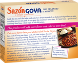 Sazon Goya Seasoning, Coriander & Annatto - 1.41 oz - back of pack