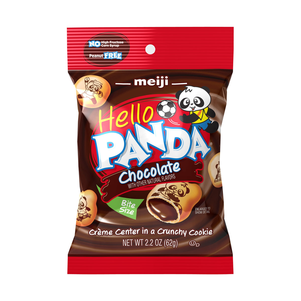 Meiji Hello Panda Chocolate cookies 2.2 oz bag, front