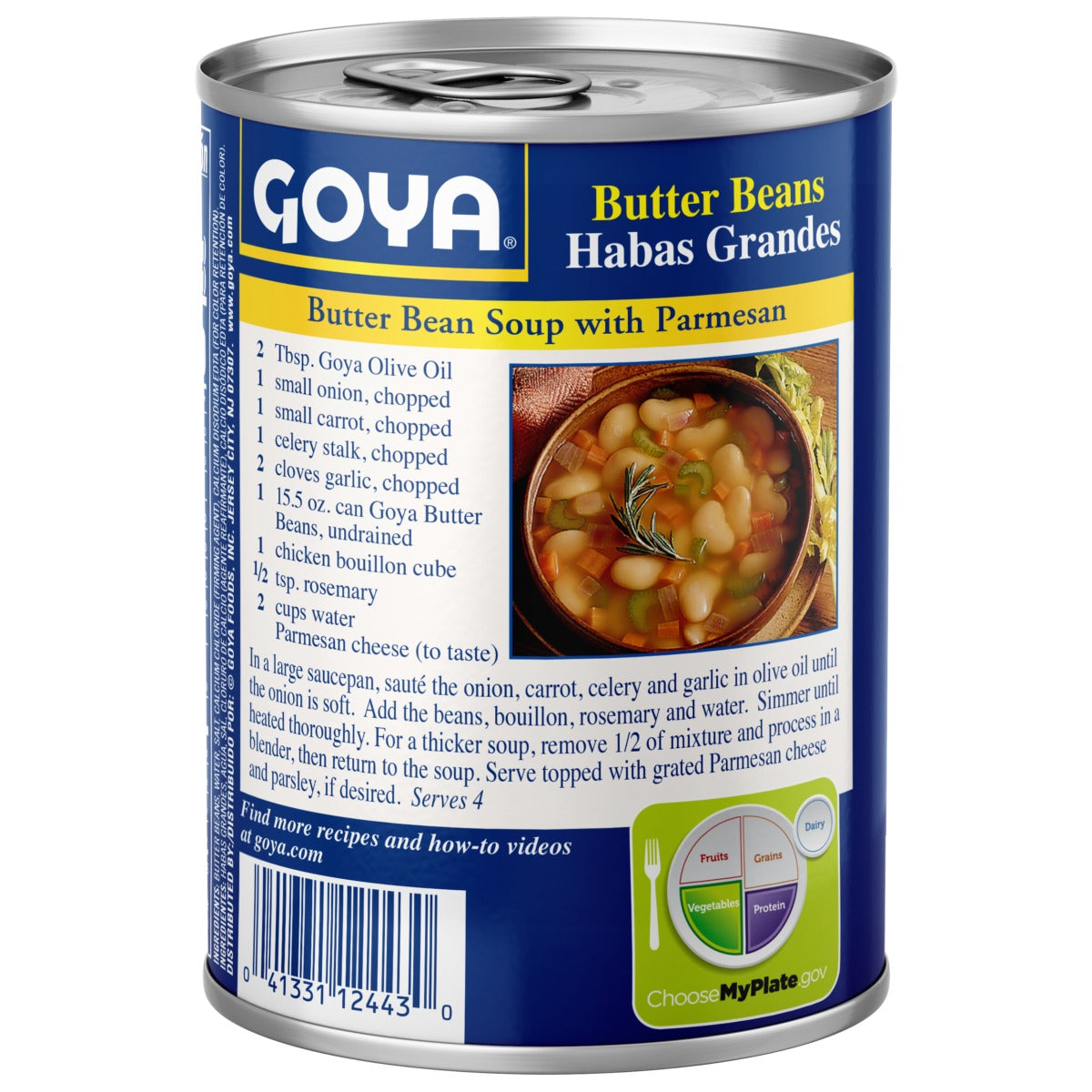 Goya Butter Beans 15.5 oz can - back label