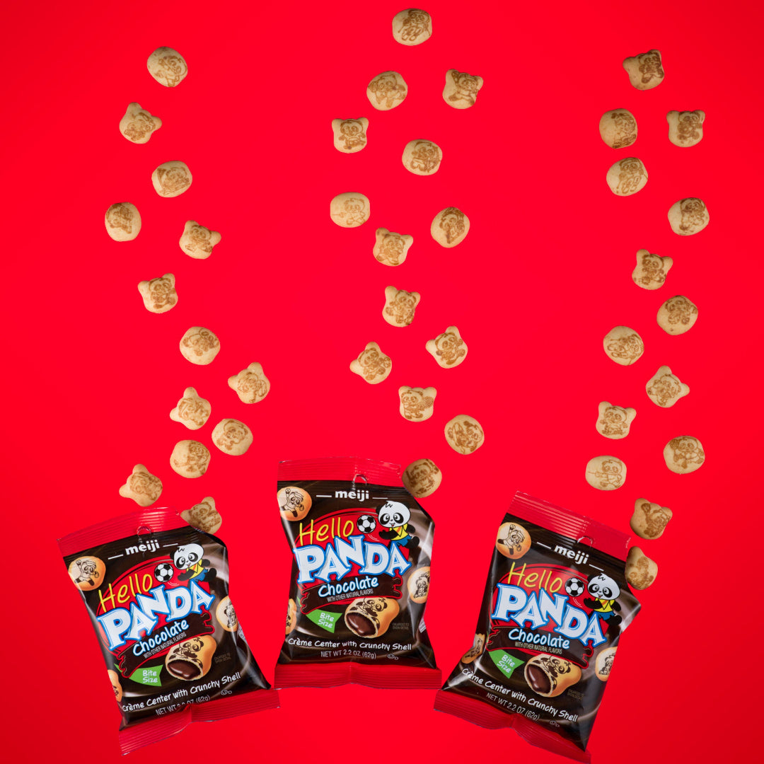 Meiji Hello Panda Chocolate cookies, three bags with cookies