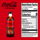 Coca-Cola Zero Sugar 20 fl oz bottle with nutrition facts