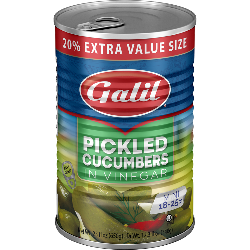Cucumber Pickles in Vinegar, 18-25, Galil