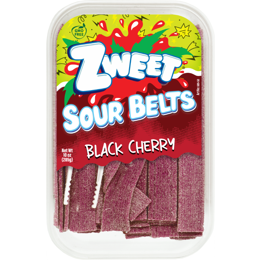 Sour Black Cherry Belts, Zweet, 10 oz