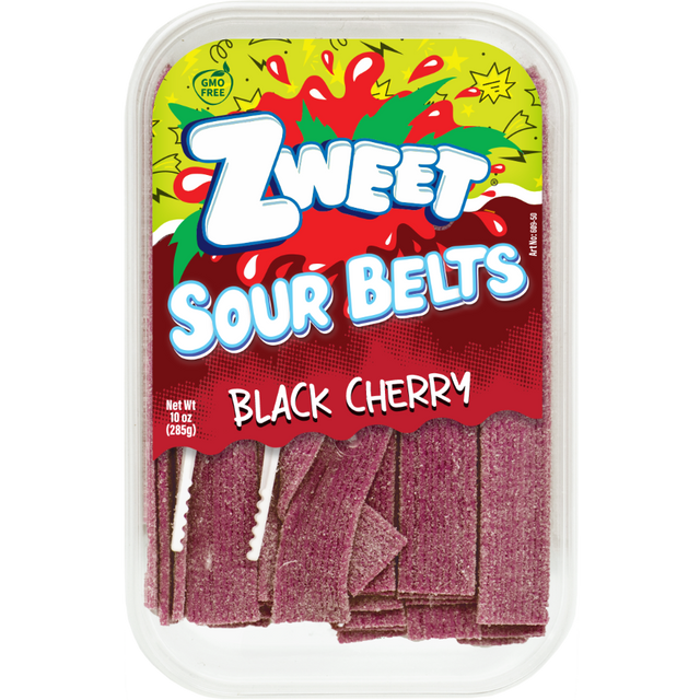 Sour Black Cherry Belts, Zweet, 10 oz