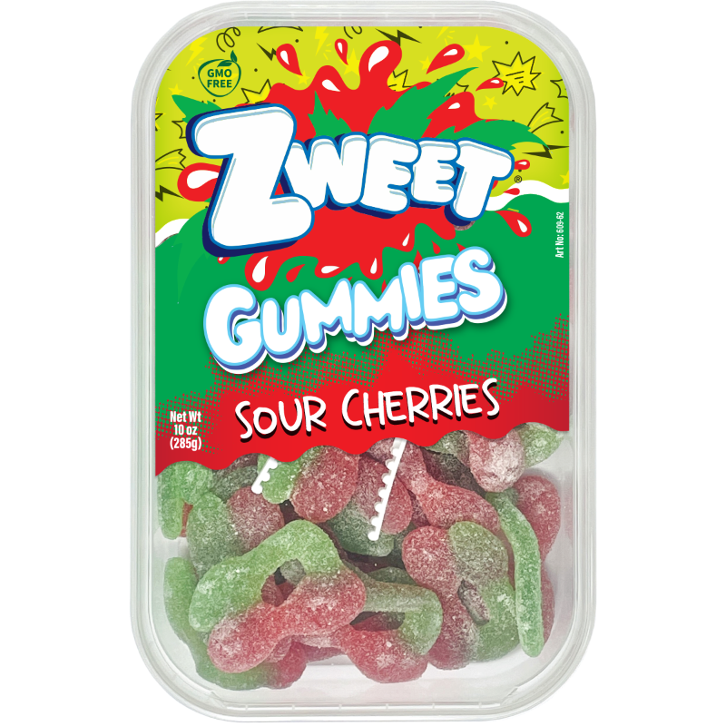 Sour Gummy Cherries, Zweet, 10 oz