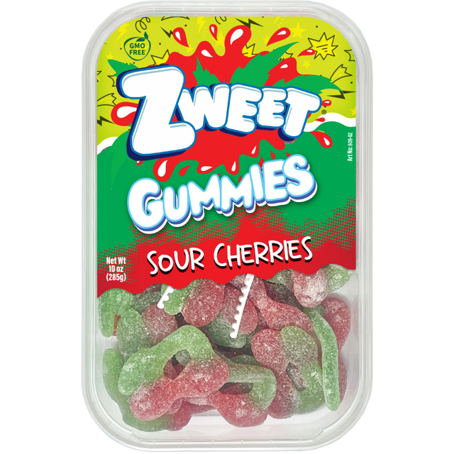 Sour Gummy Cherries, Zweet, 10 oz