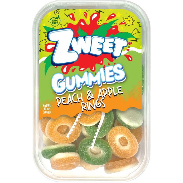 Gummy Peach and Apple Rings - 10 oz
