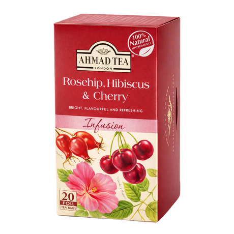 Rosehip, hibiscus and cherry herbal fruit infusion
