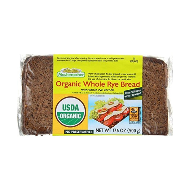 Mestemacher Organic Whole Rye Bread 500 g - front of pack
