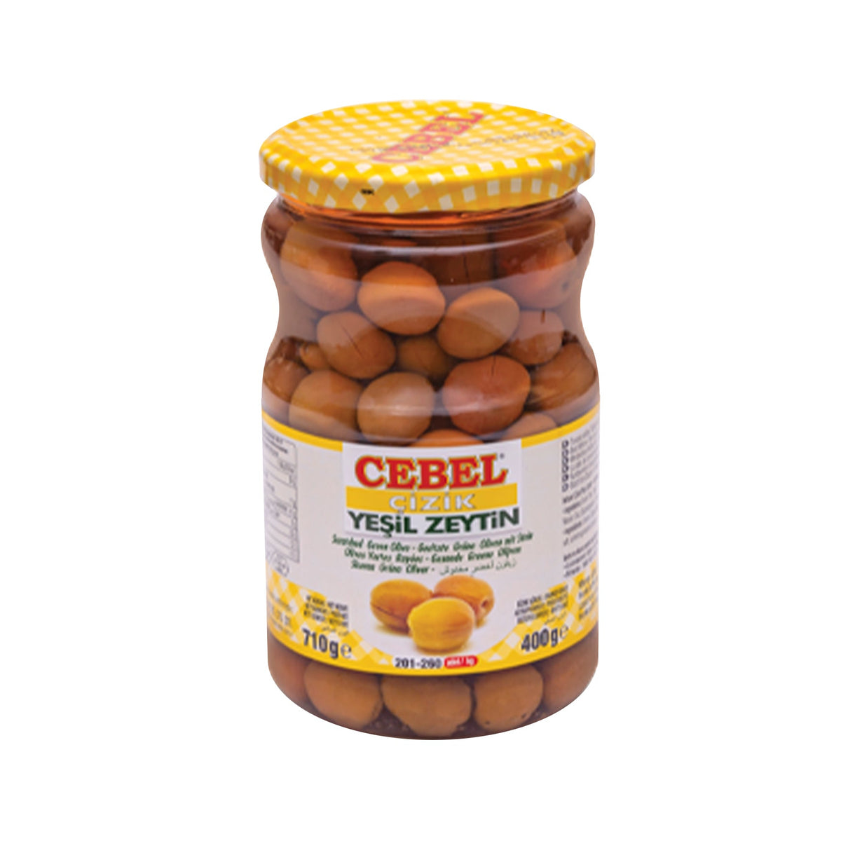 CEBEL SCRATCHED GREEN OLIVES (JAR) 400G