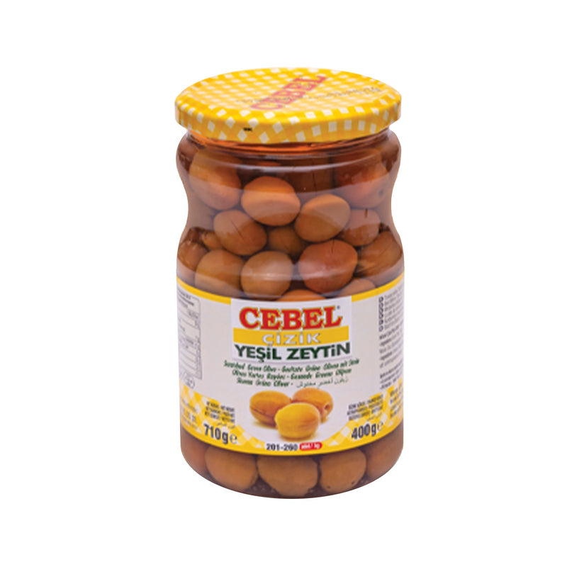 CEBEL SCRATCHED GREEN OLIVES (JAR) 400G
