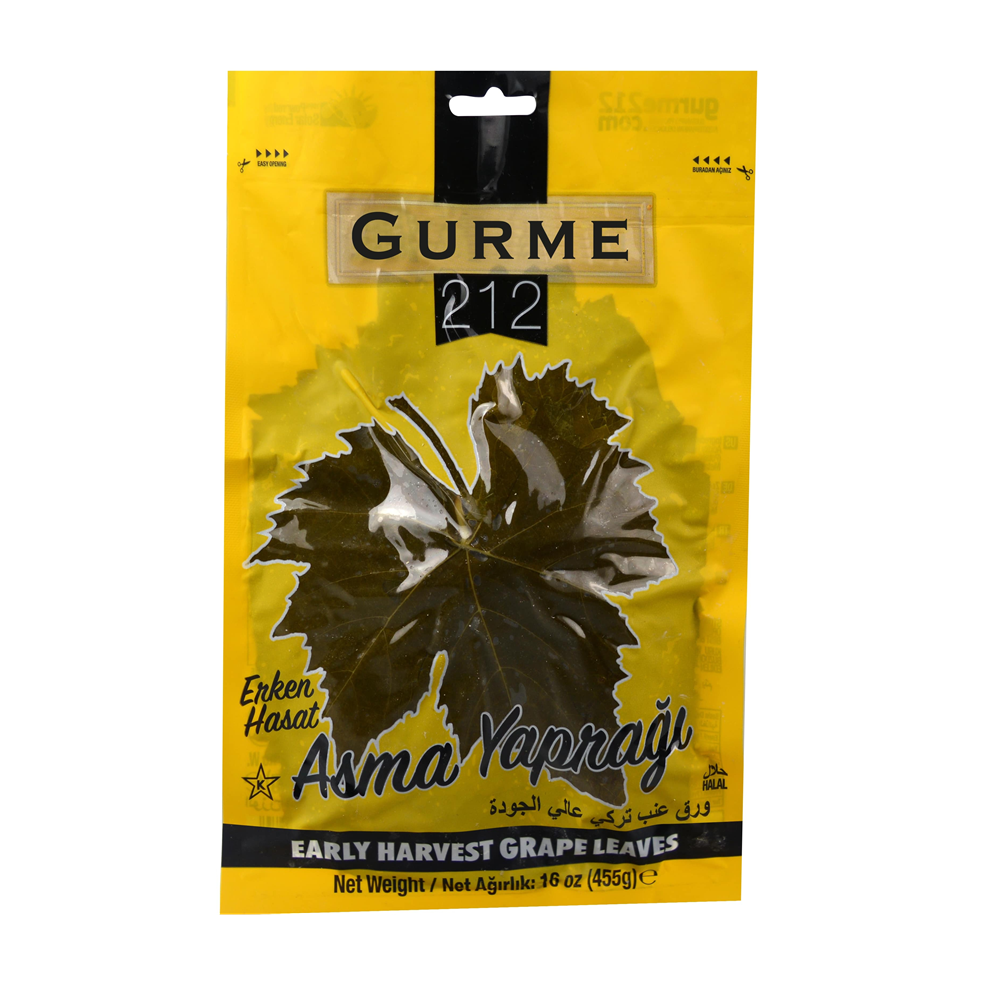 Gurme212 Grape Leaves in Brine 16 oz (454g) Pouch - Roll-Your-Own Dolma