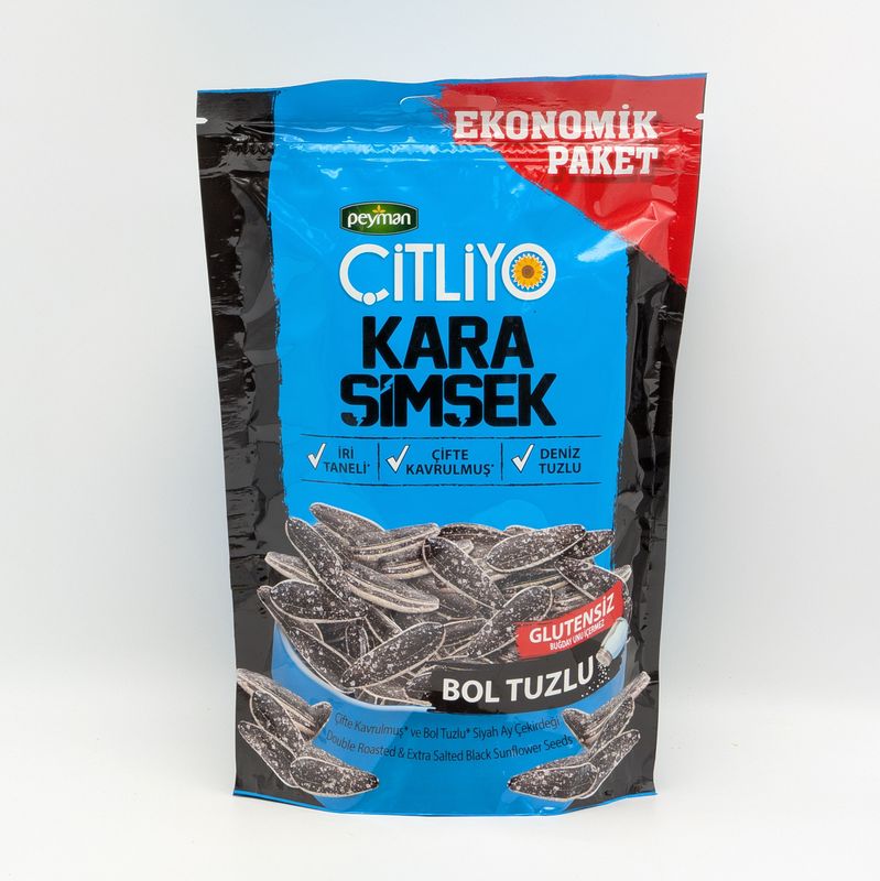 PEYMAN Citliyo Kara Simsek Extra Sea Salted & Double Roasted Black Sunflower Seeds 280g