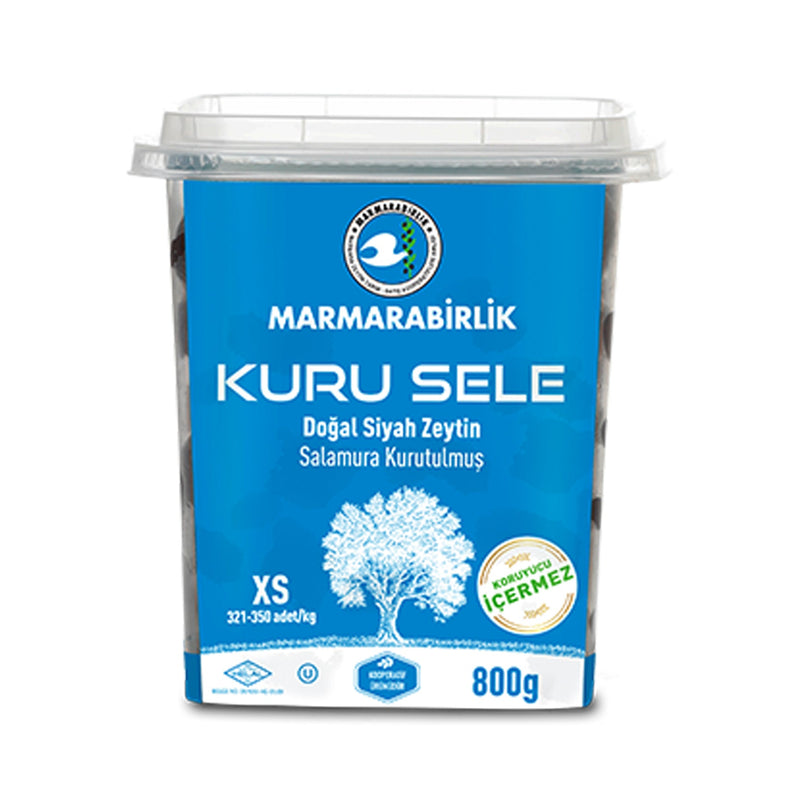 MB Gemlik Black Olives XS Kuru Sele (Dried Sele) 321-350 800gr Plastic