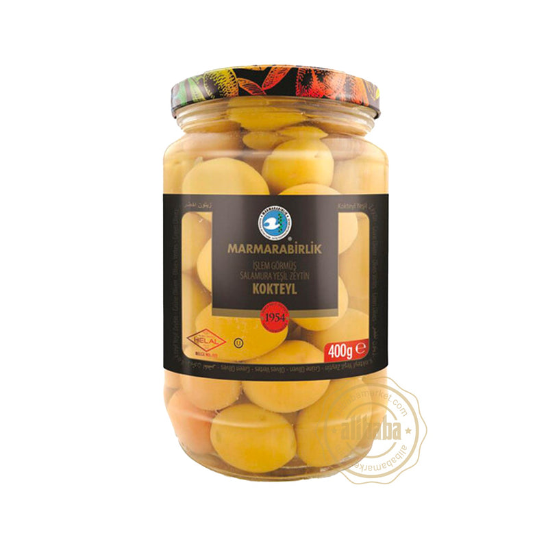 MB GREEN OLIVES 3XL WHOLE KOKTEYL 400GR GLASS