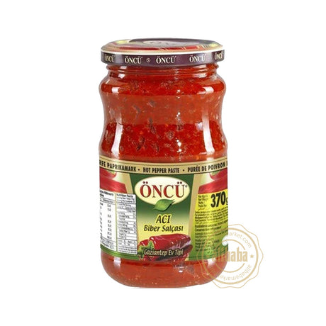 Öncü Acı Biber Salçası hot pepper paste, Gaziantep Ev Tipi, 370 g glass jar