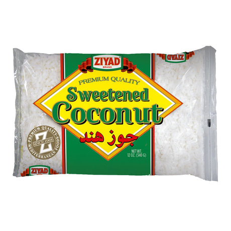 Ziyad Sweetened Shredded Coconut 12 oz pack, front