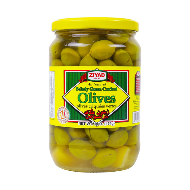 Ziyad Cracked Green Olives Drained 454 g - front of pack