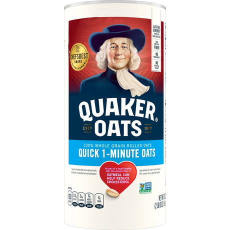Quaker 1-Minute Quick Oats 42 oz canister, front