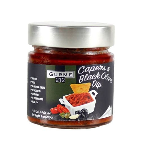 Gurme212 Capers & Black Olive Dip, 200 g glass jar