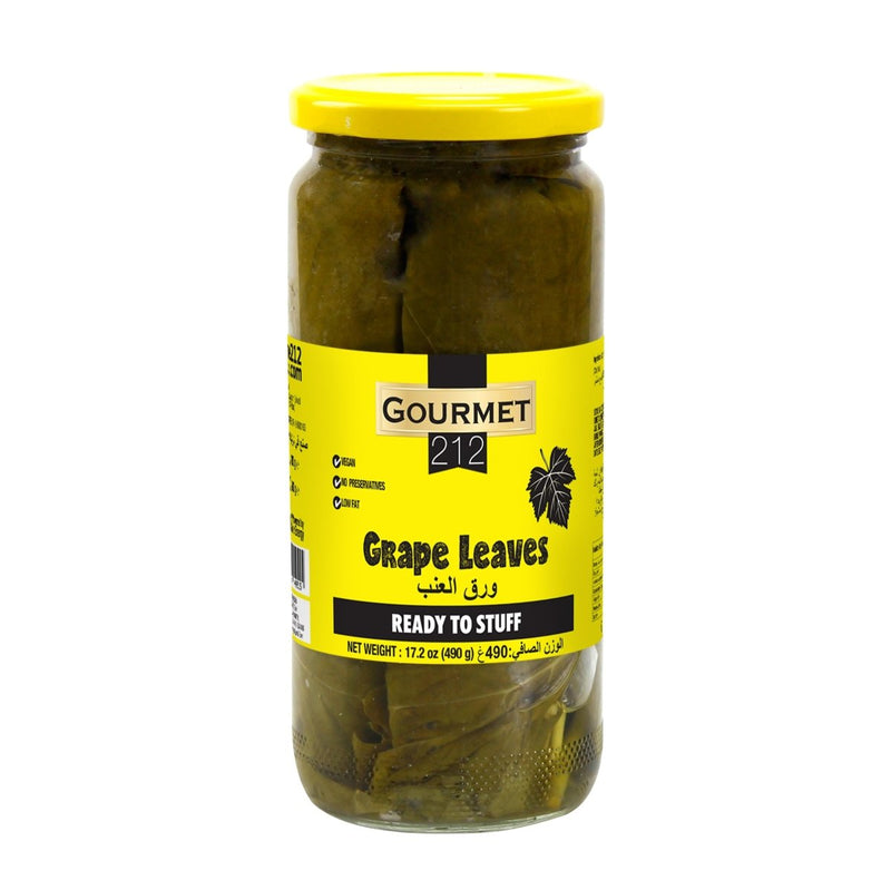 Gourmet212 Grape Leaves in Brine 17.3 oz (490g) Jar - Ready to Roll Dolma
