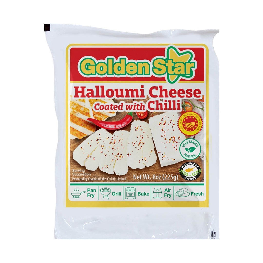 Golden Star Halloumi Cheese with Chilli 225 g - front of pack