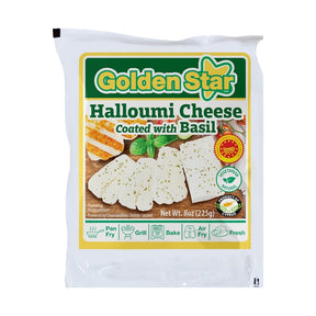 Golden Star Halloumi Cheese with Basil 225 g - front of pack