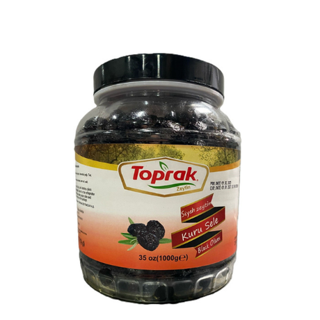 Toprak oil-packed Sele black olives, 1 kg (35.3 oz) jar