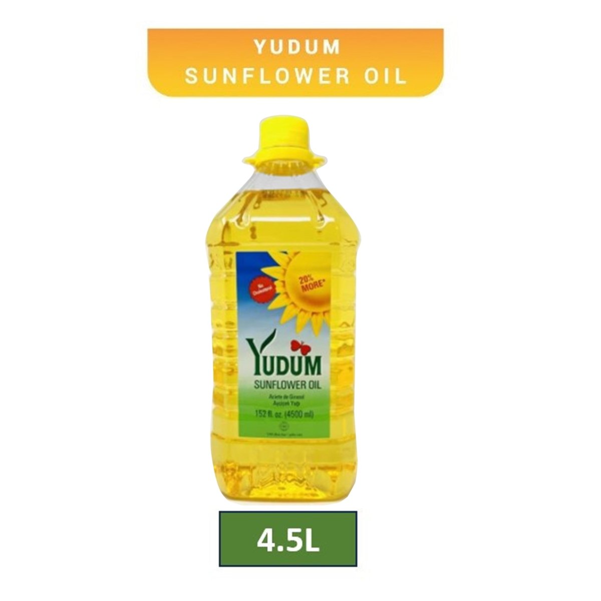 Yudum Sunflower Oil 152.16 fl oz (4.5 L) Family Kitchen Jug