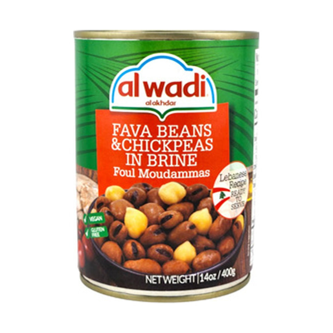 Al Wadi Lebanese Fava Beans & Chickpeas in Brine 396 g - front of pack