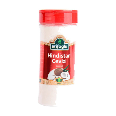 Arifoğlu Hindistan Cevizi coconut, 130 g clear plastic jar with red lid