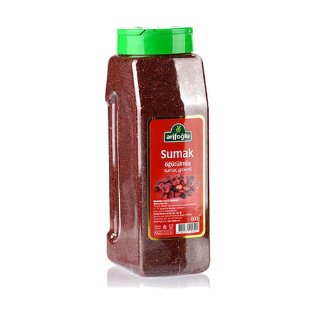 Arifoğlu Sumak Öğütülmüş ground sumac, 600 g plastic jar with green lid