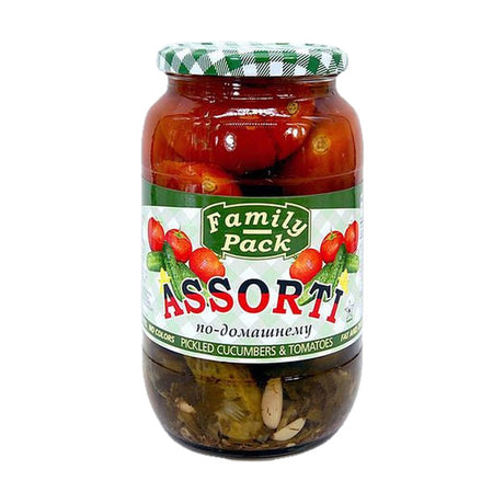 Assorti Tomatoes & Cucumber Family Pack Pickled, 32 fl oz