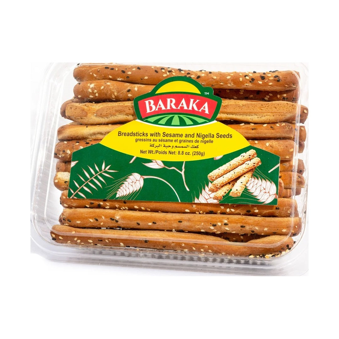 Baraka Mini Breadsticks with Nigella Seeds Clamshells 250 g - front of pack