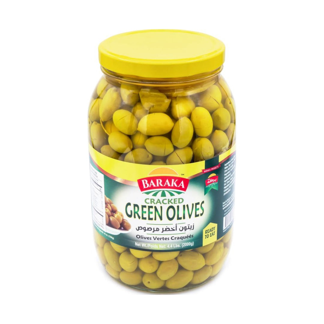Baraka Olives Regular Cracked Green 2 kg - front of pack